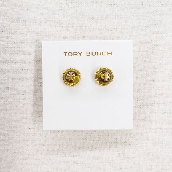 Tory Burch Roxanne Circle Stud Earrings Rolled Brass/Gold OS - Picture 1 of 12